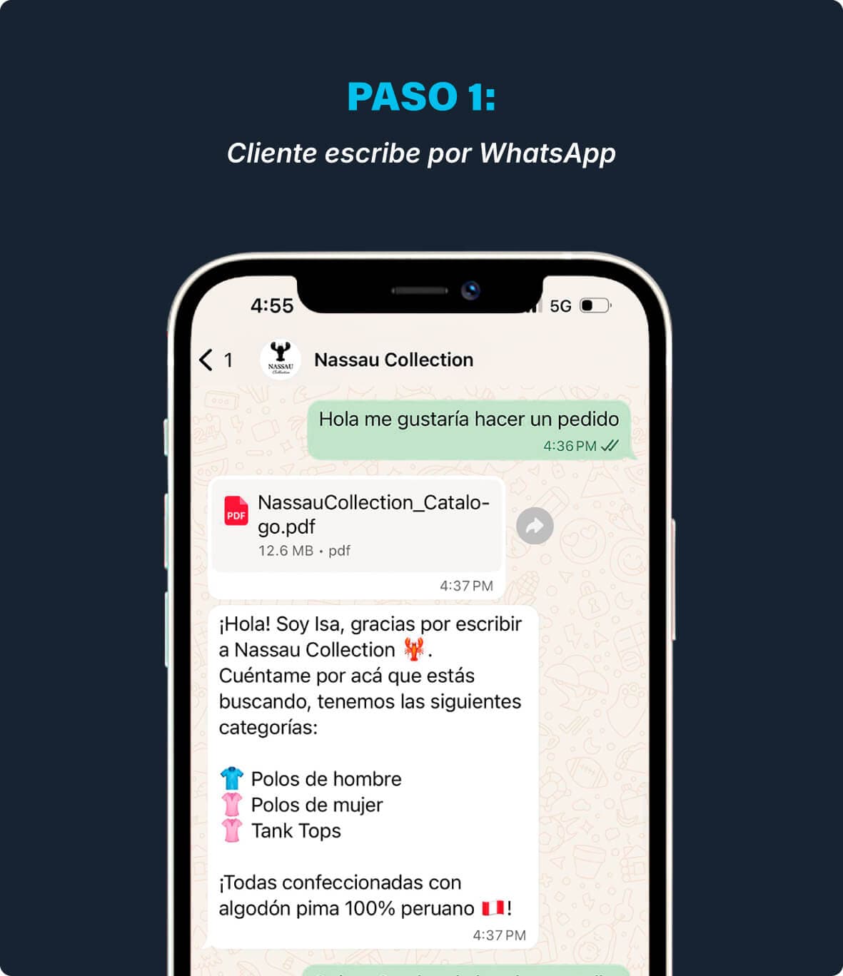 Paso 1: Cliente escribe por WhatsApp