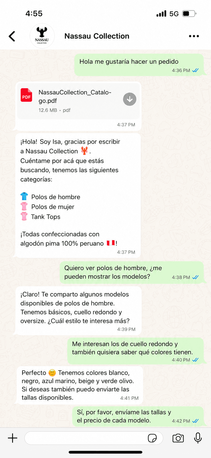 Cliente escribe por WhatsApp